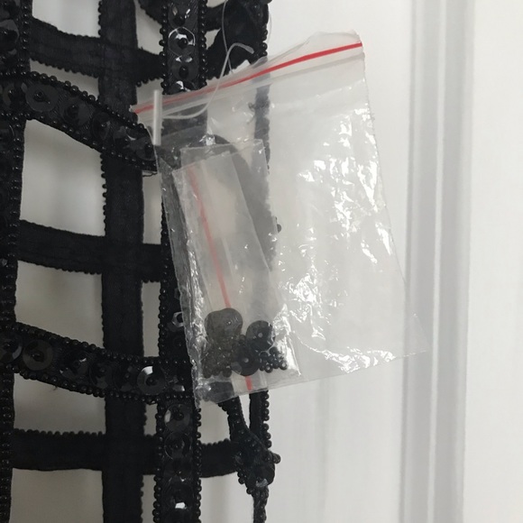 FREE PEOPLE NWOT Black sequin cross hatched dress - Picture 4 of 5